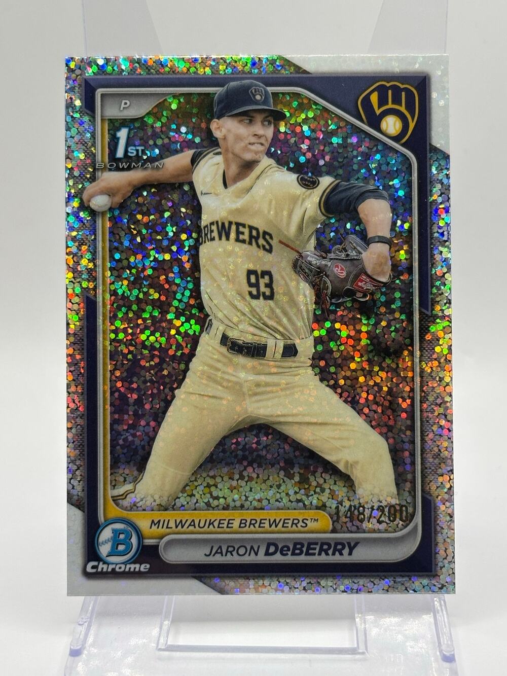 2024 Bowman Draft Jaron DeBerry 1st Chrome Mini Diamond Refractor /200 Brewers
